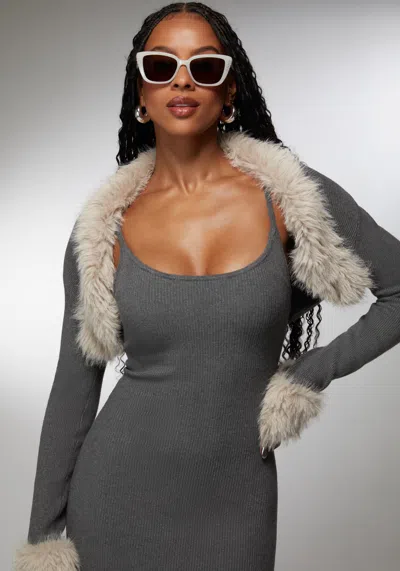Bebe X Ciara Two Piece Sweater Dress In Grey,brown