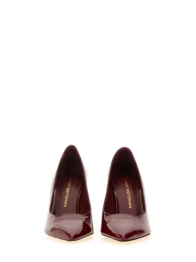 Stuart Weitzman Pointed Toe Patent Finish High Heel In Red