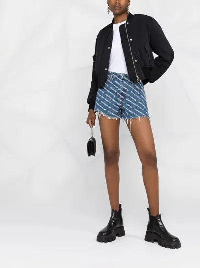 Alexander Wang Bite Logo Cotton Denim Shorts