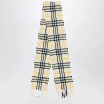 Shop Burberry Yellow And Green Check Cashmere Scarf