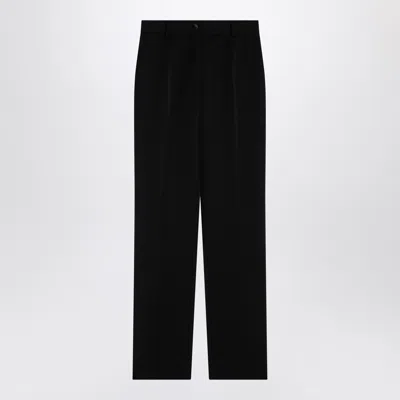 Dolce & Gabbana Black Wool Gabardine Tuxedo Trousers