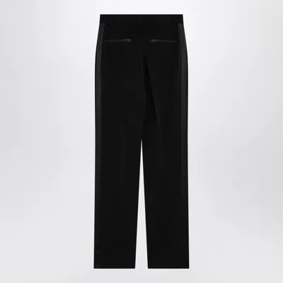 Dolce & Gabbana Black Wool Gabardine Tuxedo Trousers