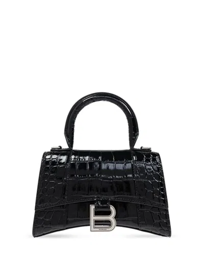 Shop Balenciaga Hourglass Xs Leather Handbag In Black