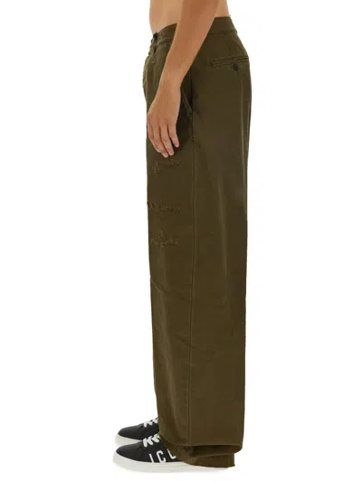 Shop Dsquared2 Ripped Big Chino Pants In Military Green