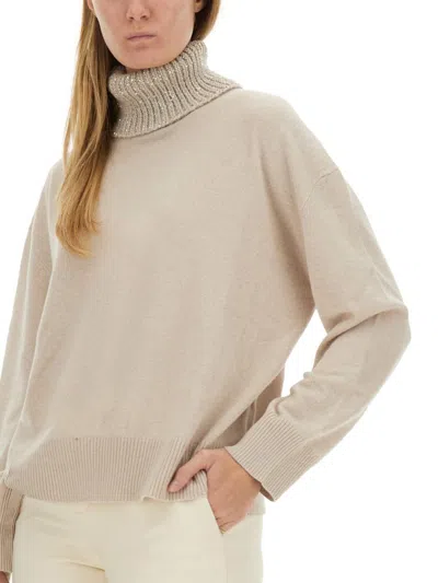 Shop Fabiana Filippi Wool Sweater In Beige