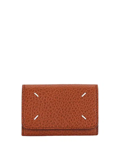 Shop Maison Margiela Trifold Four Stitches Wallet Accessories In Brown