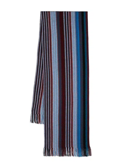 Shop Missoni Zig-zag Scarf With Bangs Accessories In Blue