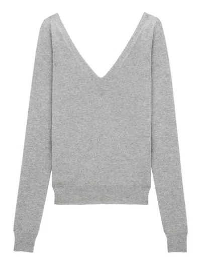 Saint Laurent V-neck Sweater In Cashmere In Grey