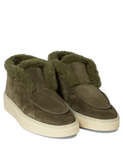 Officine Creative Shearling-trimmed Boots In Green