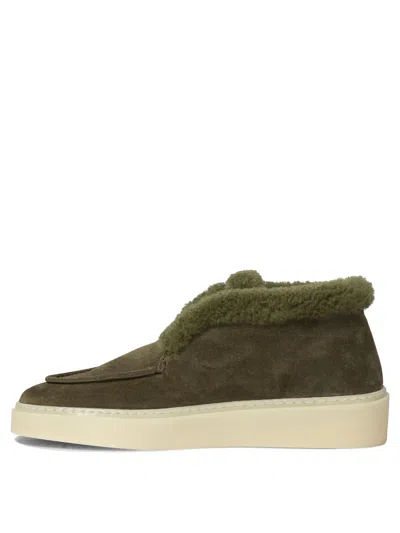 Officine Creative Shearling-trimmed Boots In Green