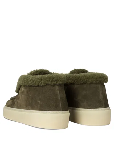 Officine Creative Shearling-trimmed Boots In Green