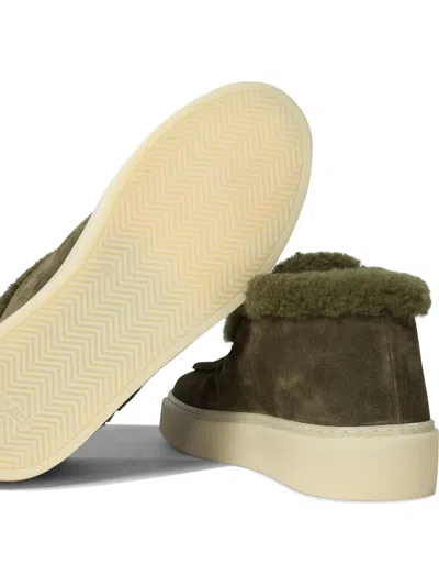 Officine Creative Shearling-trimmed Boots In Green