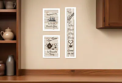 Homezia Set Of Three The Kitchen Collection Ii 4 White Framed Print Kitchen Wall Art