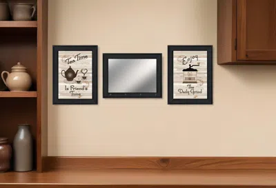 Homezia Set Of Three Enjoy Tea Time 6 Black Framed Print Kitchen Wall Art