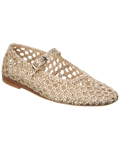 Le Monde Beryl Woven Metallic Leather Mary Jane Ballet Flats In Gold