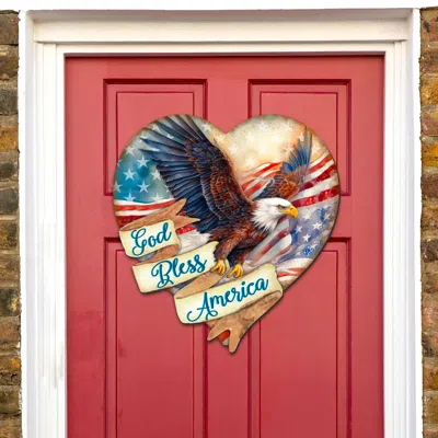 G. Debrekht God Bless America Patriotic Eagle Heart Holiday Door Decor By