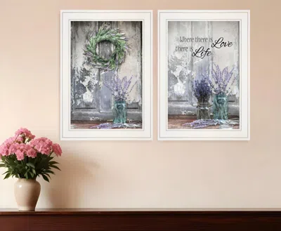 Homezia Set Of Two Where There Is Love 1 White Framed Print Wall Art