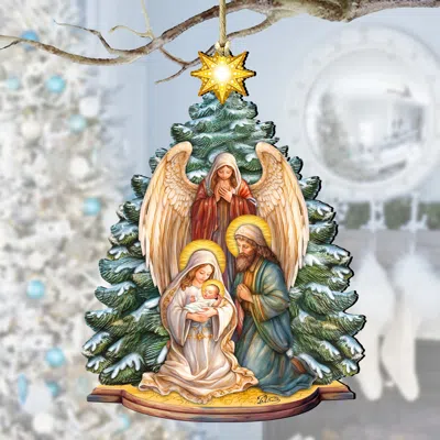 G. Debrekht Holy Family Nativity Wooden Ornaments By