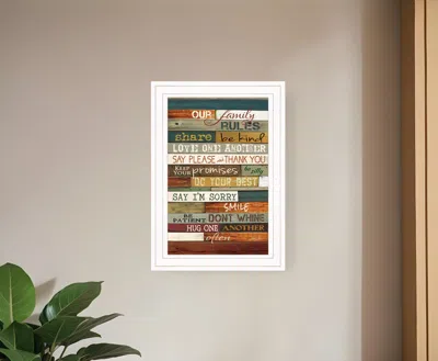 Homezia Our Family Rules 2 White Framed Print Wall Art