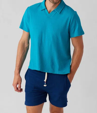 Sol Angeles Loop Terry Short Sleeve Polo In Baltic In Blue