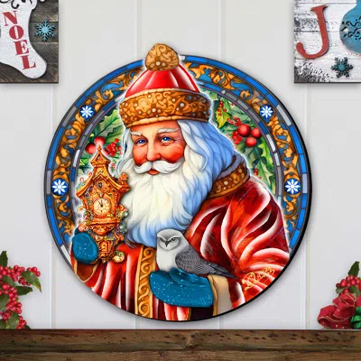 G. Debrekht Santa With Clock Holiday Door Decor By