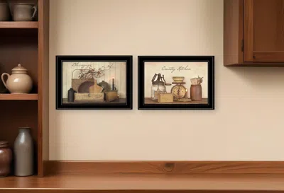 Homezia Set Of Two Candlelight And Flowers 2 Black Framed Print Wall Art
