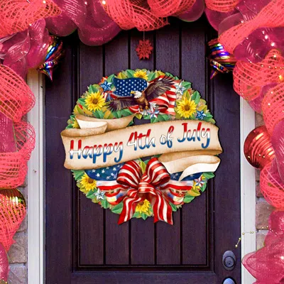 G. Debrekht Happy 4th Of July Wreath Decorative Holiday Door Decor By