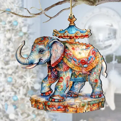 G. Debrekht Carousel Elephant Wooden Ornaments By
