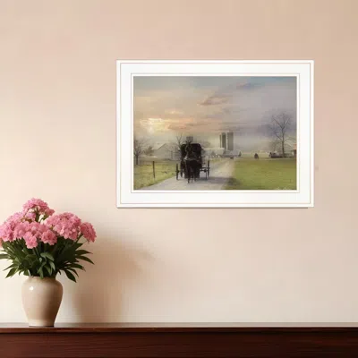 Homezia Morning Exercise 2 White Framed Print Wall Art