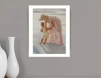 Homezia First Time On The Beach White Framed Print Wall Art