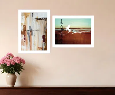 Homezia Set Of Two Abstract Flight 1 White Framed Print Wall Art