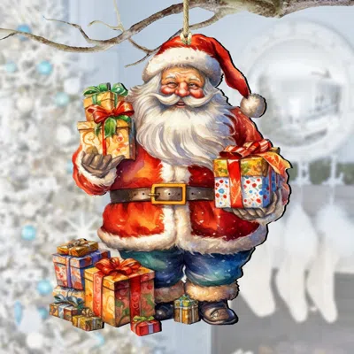 G. Debrekht Merry Delivery Santa Wooden Ornaments By