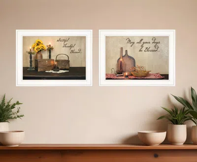 Homezia Set Of Two Twice Blessed 1 White Framed Print Wall Art