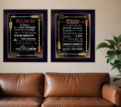 Homezia Set Of Two Arrows Ii Black Framed Print Wall Art