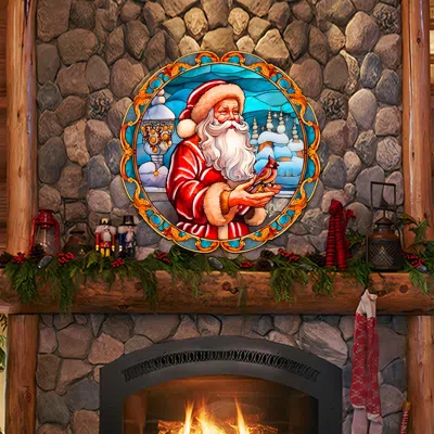 G. Debrekht Santa With Red Cardinal Holiday Door Decor By