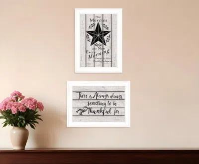 Homezia Set Of Two His Mercies And Thankful 1 White Framed Print Wall Art