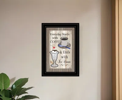 Homezia Everyday Starts With Coffee 2 Black Framed Print Wall Art