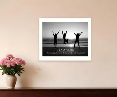 Homezia Teamwork 6 White Framed Print Wall Art