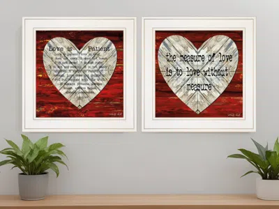 Homezia Set Of Two Love Is Patient Or Measure 1 White Framed Print Wall Art