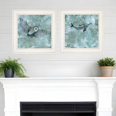 Homezia Set Of Two Wildlife 1 White Framed Print Wall Art