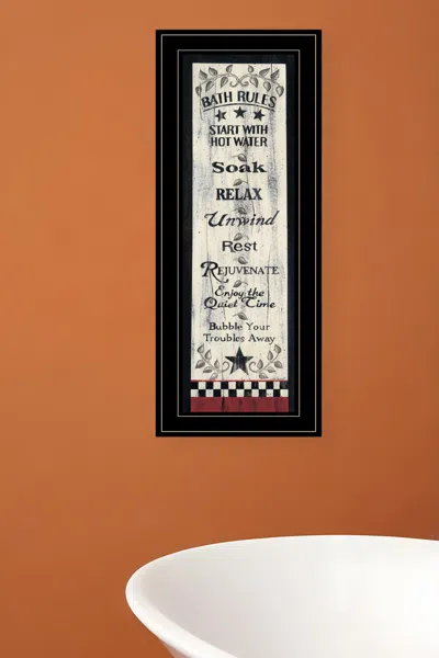 Homezia Bath Rules 5 Black Framed Print Bathroom Wall Art