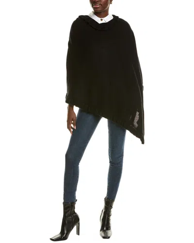 Sofiacashmere Ruffle Trim Wool & Cashmere-blend Poncho In Black