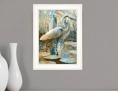 Homezia Marsh Herons I 1 White Framed Print Wall Art