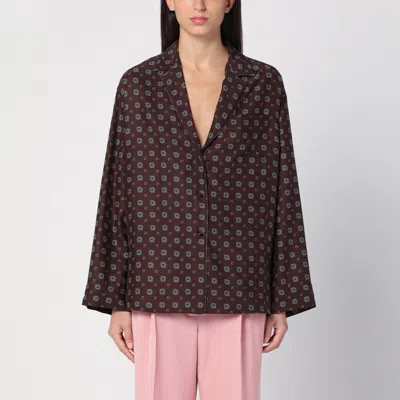 Moschino Couture Printed Silk Shirt In Brown