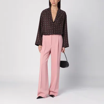 Moschino Couture Printed Silk Shirt In Brown