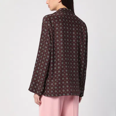 Moschino Couture Printed Silk Shirt In Brown