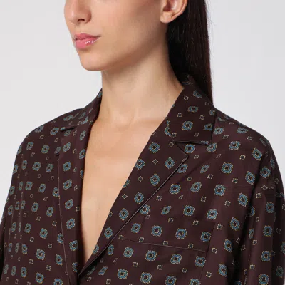 Moschino Couture Printed Silk Shirt In Brown