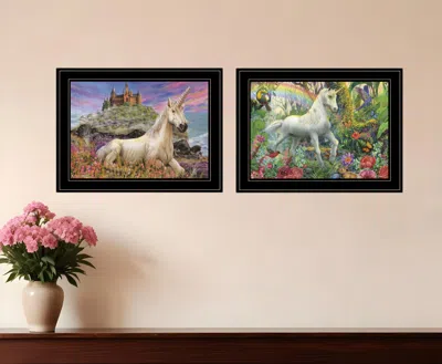 Homezia Set Of Two Unicorns For You 2 Black Framed Print Wall Art