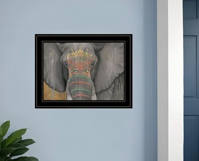 Homezia Tattooed Elephant 2 Black Framed Print Wall Art