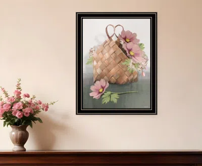 Homezia Farmhouse Daisy Basket 1 Black Framed Print Wall Art